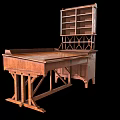 Spacious Vintage Wooden Desk With Upper Bookshelf Drawers And Classic Design