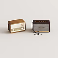 Two Vintage Wooden Audio Speakers With Retro Design In Light And Dark Brown