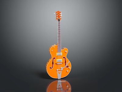 Orange Electric Guitar With Classic Design And Glossy Finish Musical Instrument 3d model