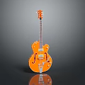 Orange Electric Guitar With Classic Design And Glossy Finish Musical Instrument