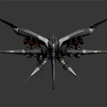 Futuristic Mechanical Sci-Fi Creature With Winged Design Red Accent Propulsion Systems And Sharp Appendages 3d model