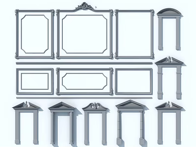 Gypsum Molding Various Decorative Frame And Cornice Styles For Interior Architectural Decoration 3d model