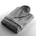 Soft Cozy Gray Bathrobe Neatly Folded With Belt And Collar Button 3d model