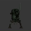Rusted Green Mechanical Creature With Four Legs And Chimney Structure