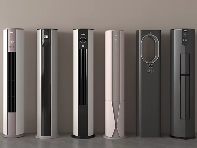 Six Modern Tower Air Conditioner Fans With Different Sleek Contemporary Designs 3d model
