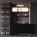 Modern Black Wine Cabinet Design With Glass Doors Wine Storage And LED Lighting