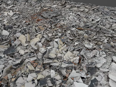 Construction Waste Materials With Scattered Broken Stones And Concrete Chunks On Ground 3d model