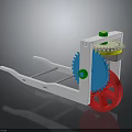 Colorful Hardware Tool Mechanism With Blue Gear Red Wheel And White Frame