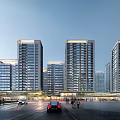 Aerial View Of Modern Residential Area With High Rise Buildings Green Spaces And River