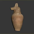 Ancient Egyptian Style Sculpture Carving With Jackal Head And Vase Shape Terracotta Material