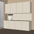 Modern White Kitchen Cabinets With Upper Lower Storage And Countertop Coffee Machine