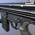 Black Tactical Rifle with Detachable Magazine Trigger Mechanism and Ammunition Bullet