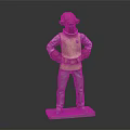 Red Headed Game Movie Character In Yellow Vest Gray Pants With Hands On Hips Statue