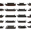 Chinese-style eaves, eaves, tiles, roof ridge, roof eaves line, architectural components 3d model