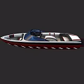 Modern Sleek Yacht Design With Open Deck And Blue White Red Accents