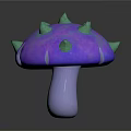 Vibrant Mushroom With Purple Pink Cap Green Spikes And White Stem