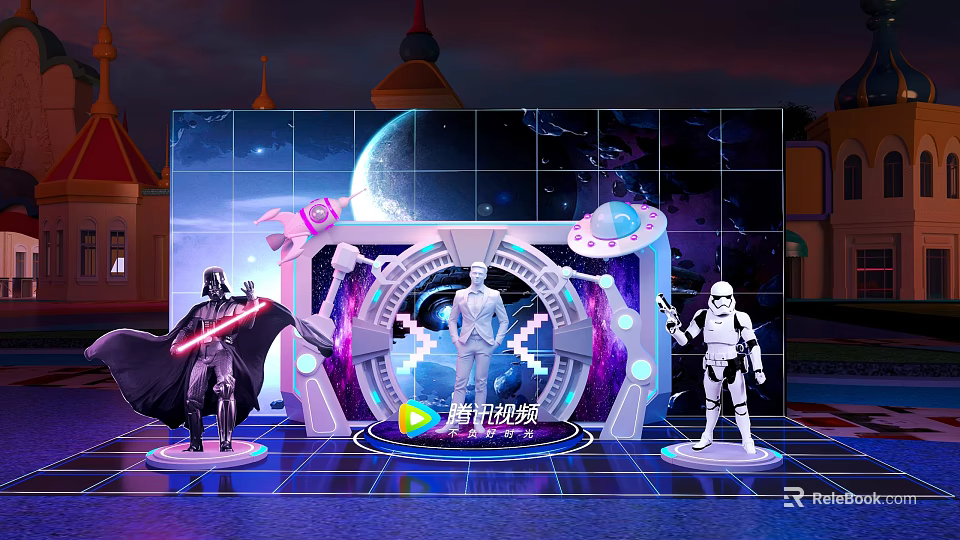 Tencent Video Star Wars Photo Spot With Futuristic Sci Fi Backdrop And Characters 3d model 
