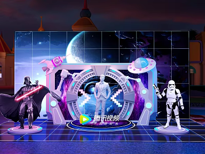 Tencent Video Star Wars Photo Spot With Futuristic Sci Fi Backdrop And Characters 3d model