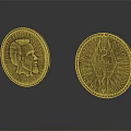 Decorative Gold Coins With Shiny Surface Featuring Portrait And Emblem Design And Reflective Base