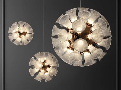 Elegant Petal Shaped Glass Chandeliers With Modern Design And Warm Lighting 3d model