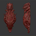 Wooden Dragon Shaped Sculptures With Intricate Carvings And Two Sides Display Design
