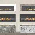 Modern Fireplace Interior Designs With Stone Marble Surrounds And Flames