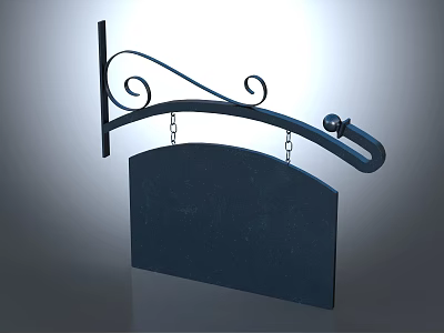 Black Commercial Signage Equipment With Curved Metal Bracket And Decorative Design 3d model