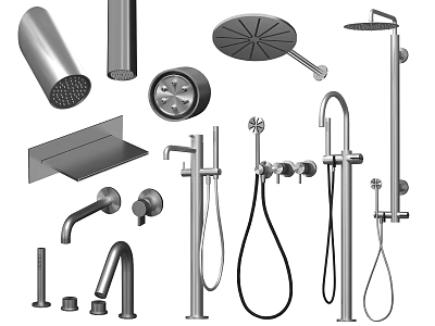 Modern shower faucet shower combination 3d model