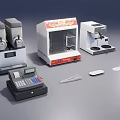 Daily Use Electrical Appliances With Coffee Machine Toaster Cash Register And Kitchen Accessories