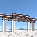 Chinese-style memorial archway Wenlv Town Gate 3d model