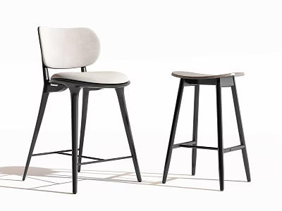 Modern Bar Stools With Black Frames Light Colored Seats And Backrest Design 3d model
