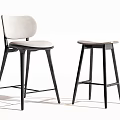 Modern Bar Stools With Black Frames Light Colored Seats And Backrest Design 3d model