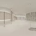 Modern Exhibition Space Interior With Large Abstract Colorful Artwork And Cactus Decor