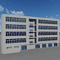 Modern Office Building Exterior With White Facade And Multi Storey Windows 3d model