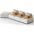 Modern Light Gray Sectional Sofa With Orange Cushions And L Shaped Design 3d model