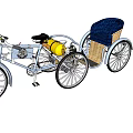 Vintage Silver Tricycle Parked On Stone Pavement By Building With Columns