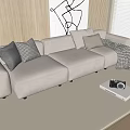 Modern three-seat sofa multiplayer sofa 3d model