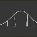 White Curved Roller Coaster Track Model With Support Structures And Reflective Surface