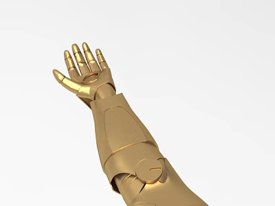 Ornamental Decorative Set Featuring Golden Armored Mechanical Arm with Palm Up Design 3d model