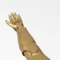 Ornamental Decorative Set Featuring Golden Armored Mechanical Arm with Palm Up Design