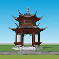Chinese-style pavilion Hexagonal pavilion with heavy eaves 3d model