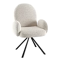 Light Beige Fleece Leisure Chair With Armrests And Black Metal Tripod Base