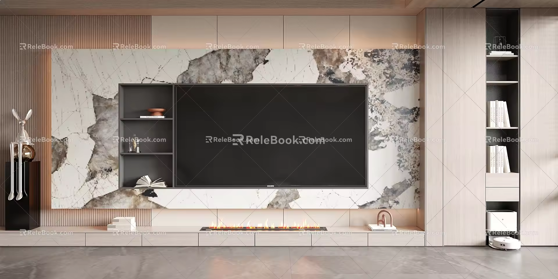 Modern TV background wall 3d model