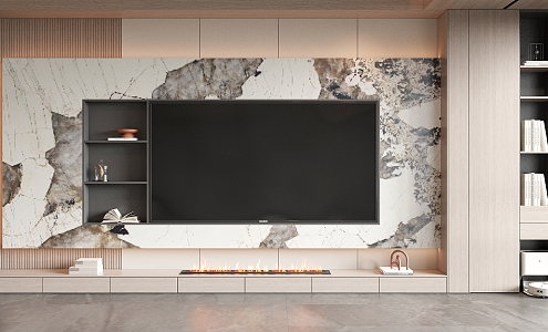 Modern TV background wall 3d model