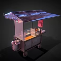 Mobile Commercial Food Cart Equipment With Canopy Cooking Appliances And Wheels