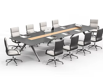 Modern Conference Table and Chair 3d model