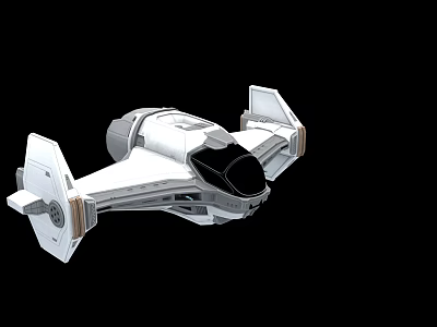 Weapon 3D Rendered Space Fighter Model With White Body Large Wings And Cockpit 3d model