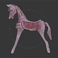 Pink Building Blocks Horse With Striped Design And Stable Standing Structure