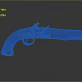 Carved Antique Handgun Sculpture With Intricate Details And Wooden Grip