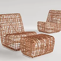 Modern Rattan Outdoor Sofa Set With Matching Chair And Ottoman